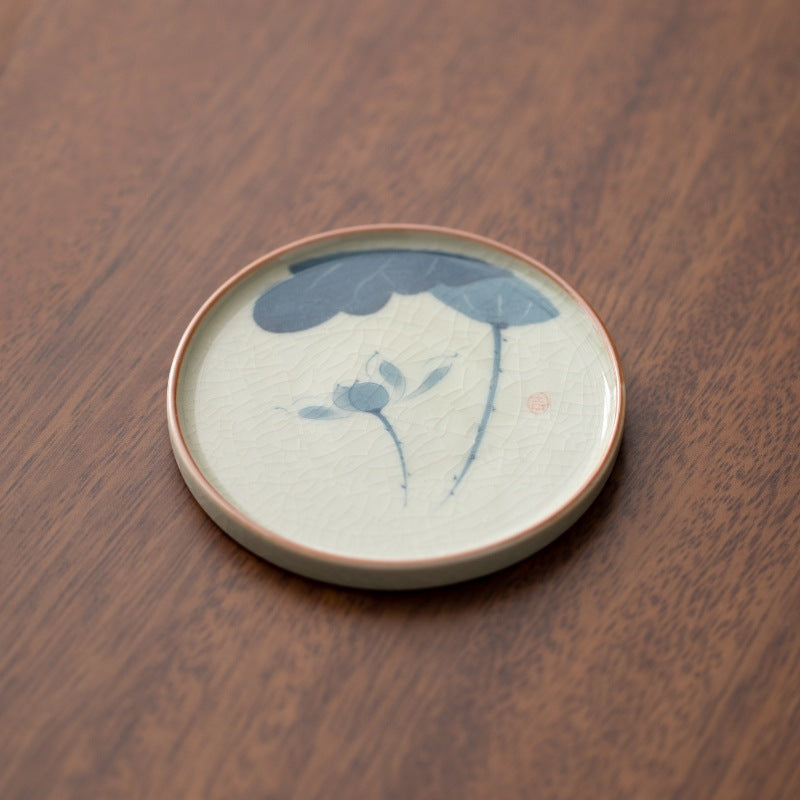 Hand-Painted Lotus Ceramic Coaster