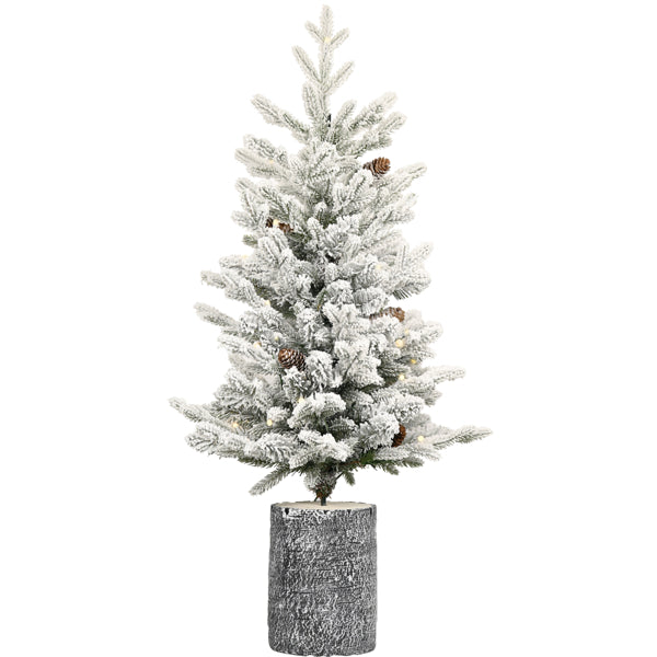 4.5 ft Pre-Lit Flocked Basin Tree