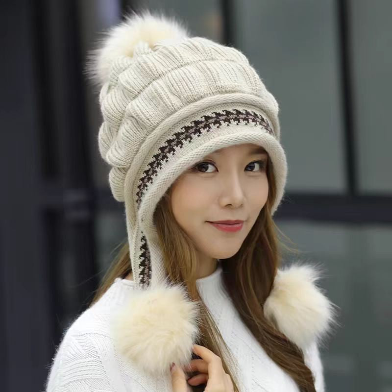 Pom-Pom Earflap Beanie