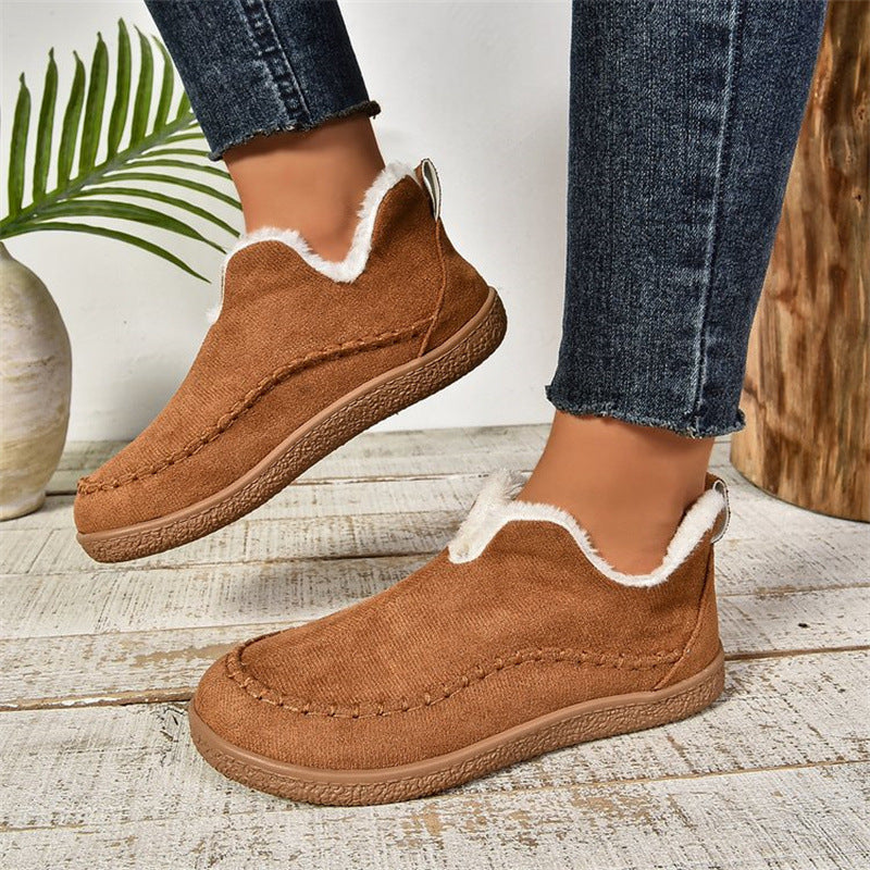 Plush-Lined Suede Ankle Snow Boots