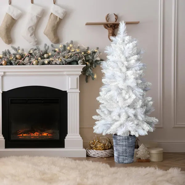 4 ft White Artificial Christmas Tree with Pot