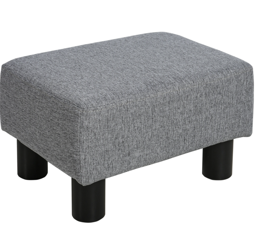 Linen Cube Ottoman Pouf