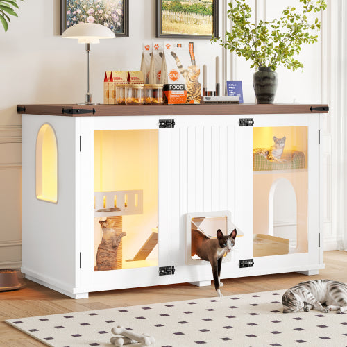 Hidden Litter Box Furniture with Cat Tree