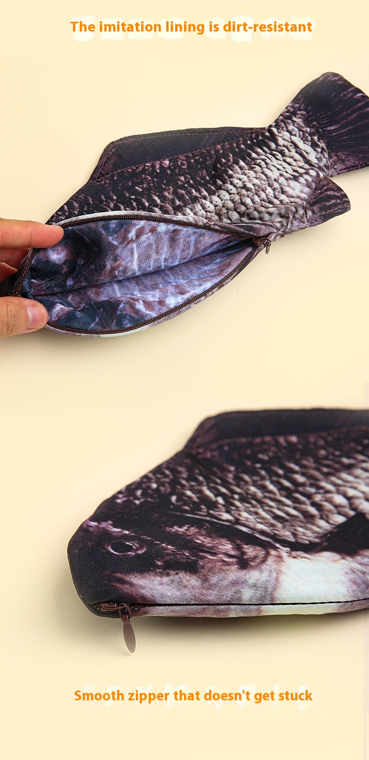 Fish-Shaped Canvas Pencil Case