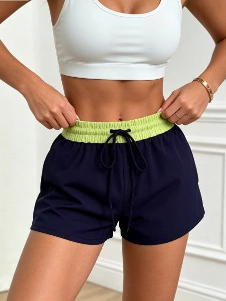 Color-Block Wide-Leg Athletic Shorts