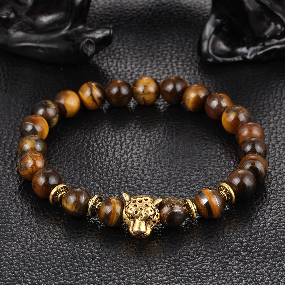Carved Lion Head Bead Bracelet