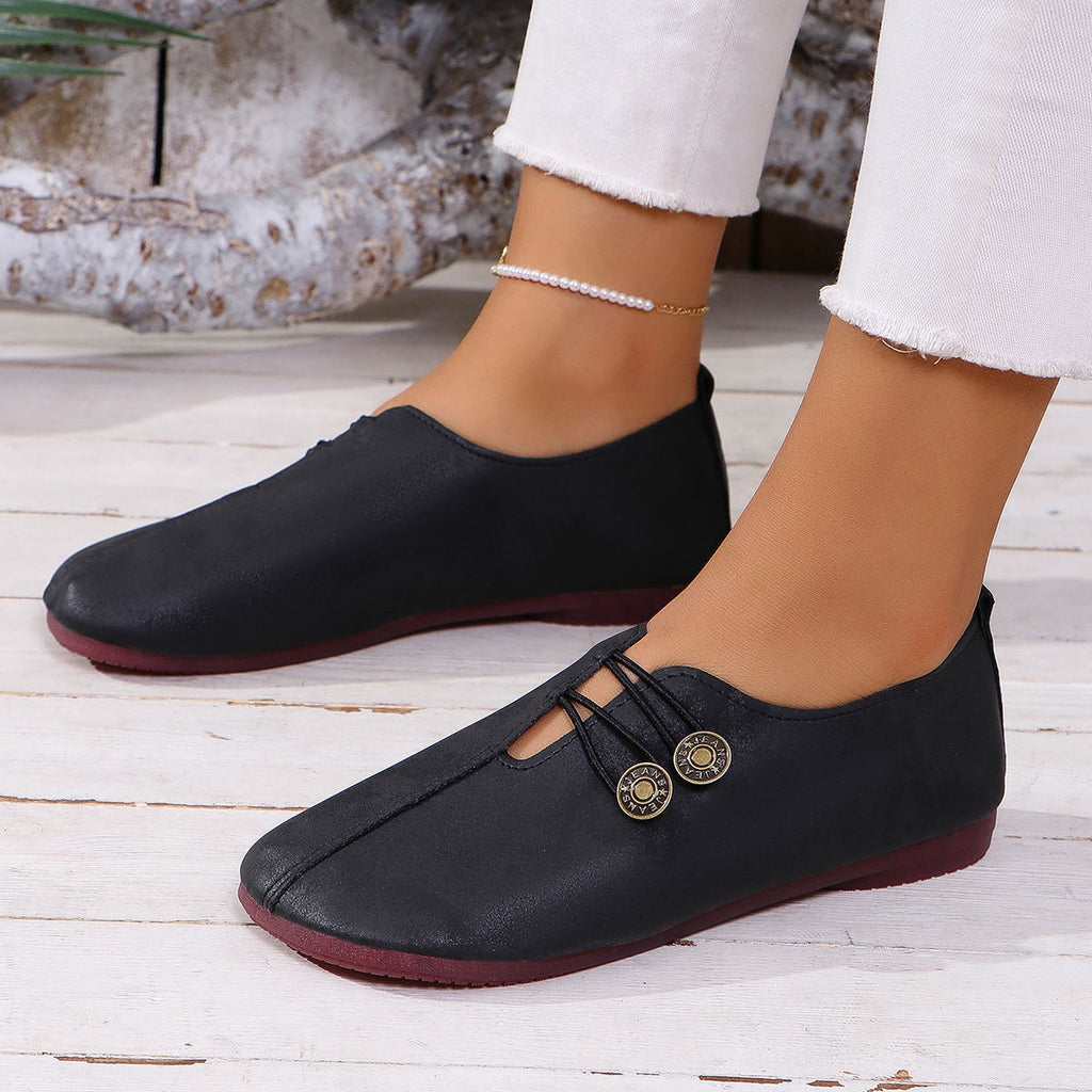 Square-Toe Slip-On Flat Sandals