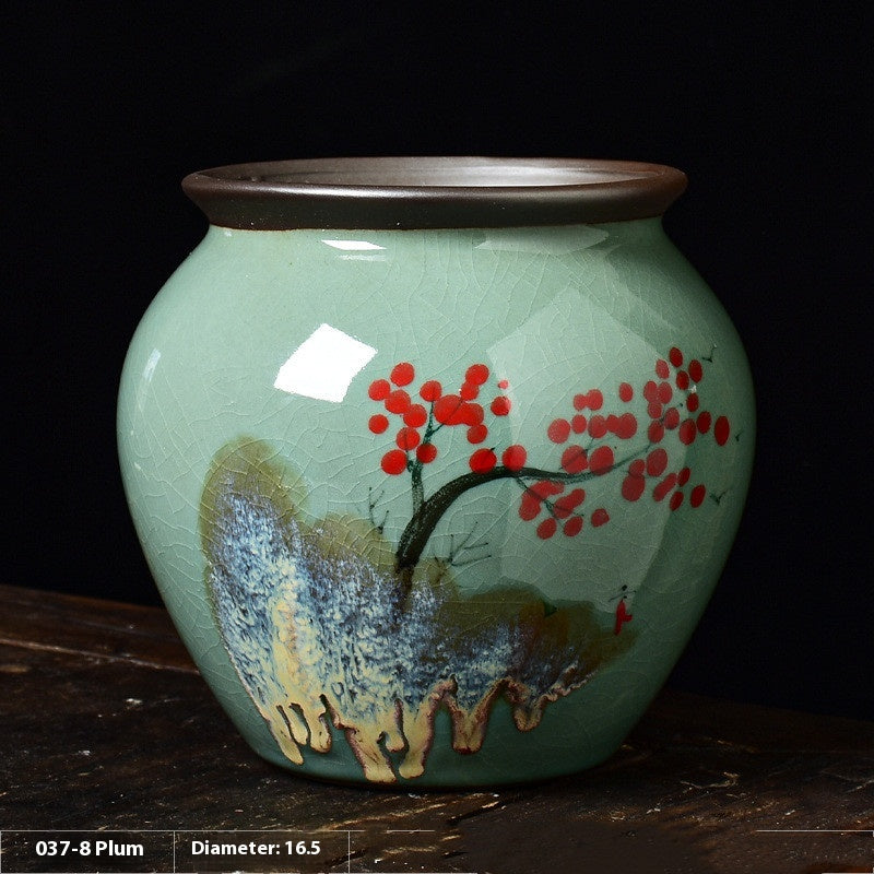 Hand-Painted Celadon Hexagon Planter