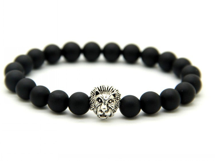Carved Lion Head Bead Bracelet