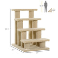 4-Step Carpeted Cat Stairs with Scratching Posts