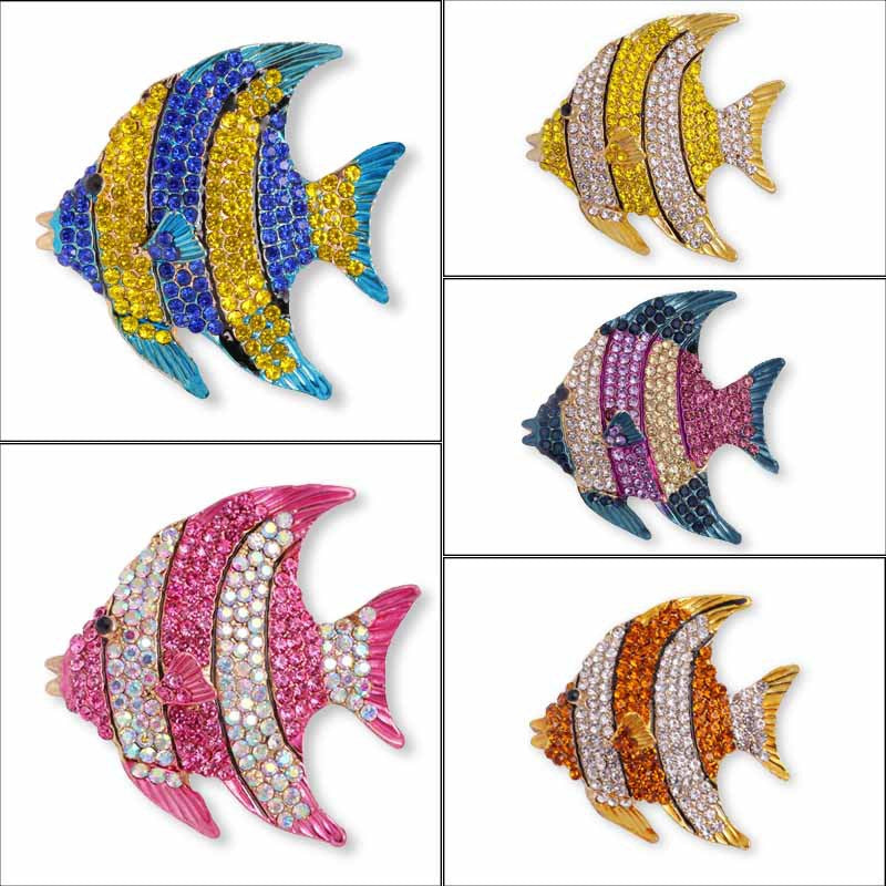 Rhinestone Fish Brooch