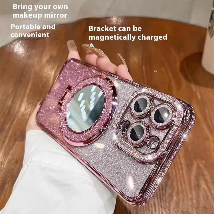Glitter Case with Makeup Mirror Stand