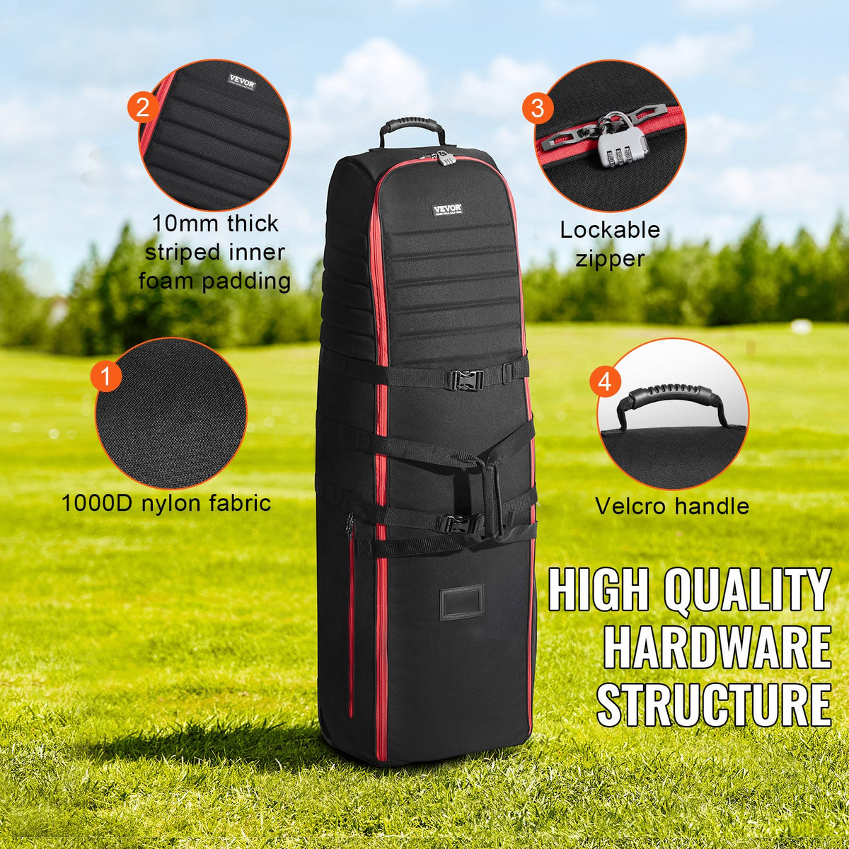 Padded Golf Travel Bag with Wheels
