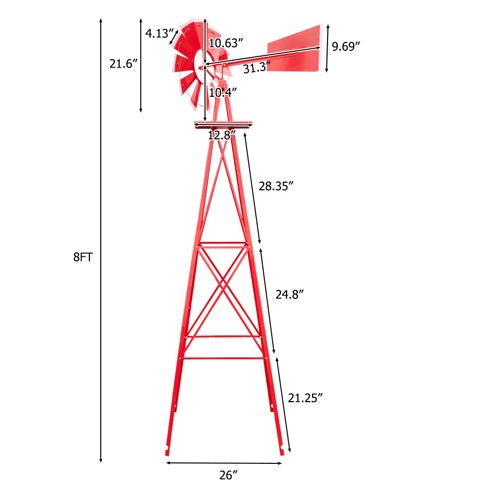 8 ft Decorative Garden Windmill