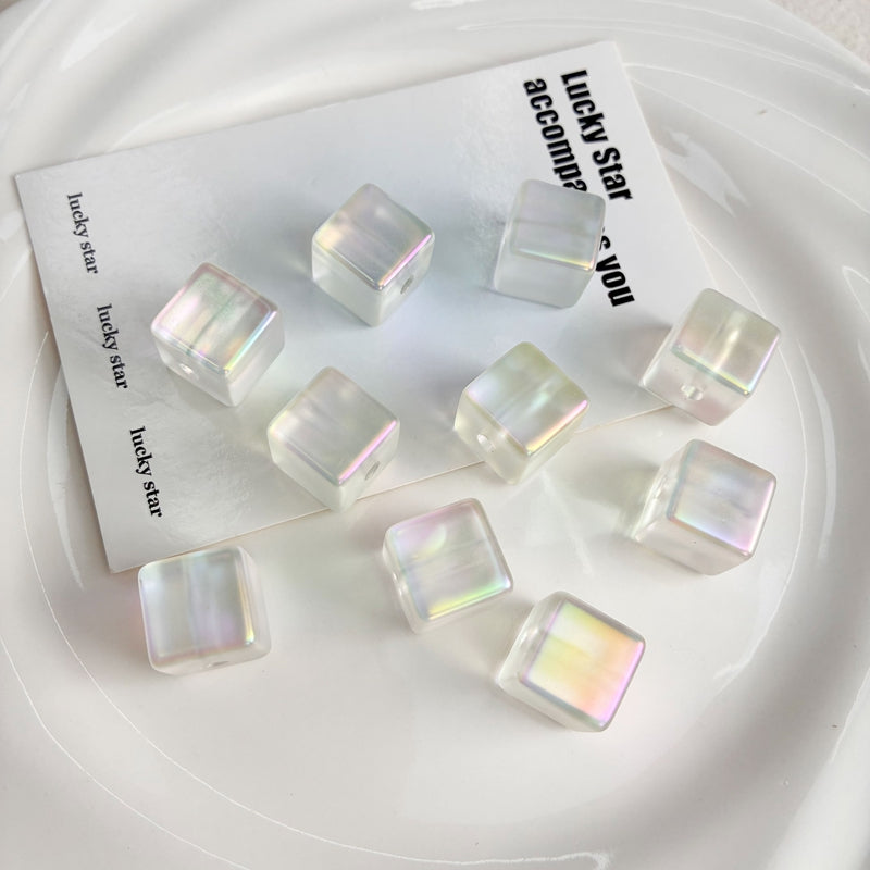 Iridescent Acrylic Cube Beads
