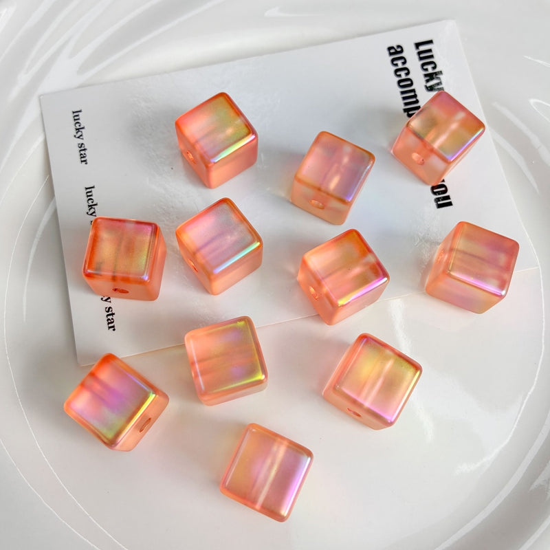 Iridescent Acrylic Cube Beads