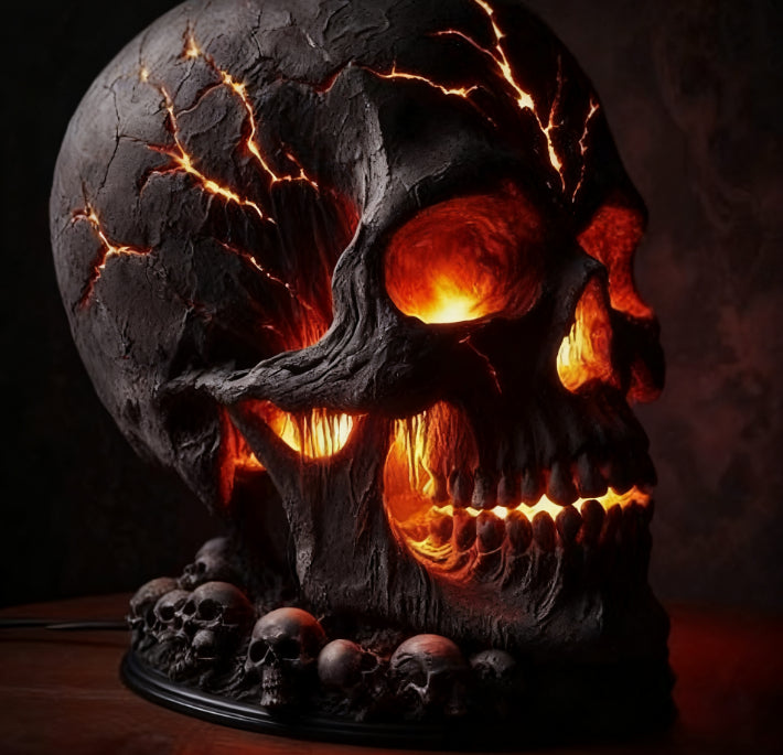 Lava Stone Skull Lamp