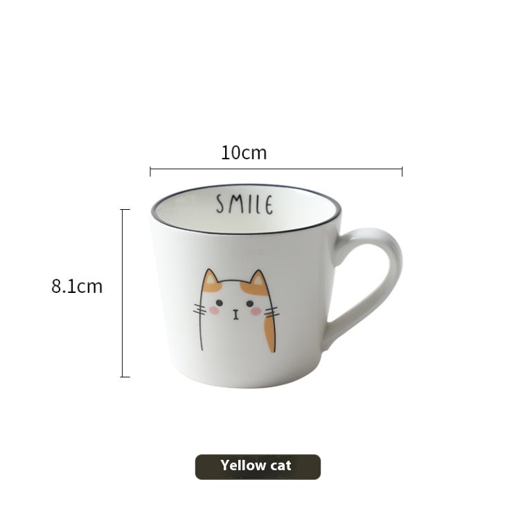 Cartoon Cat Ceramic Mug with Spoon