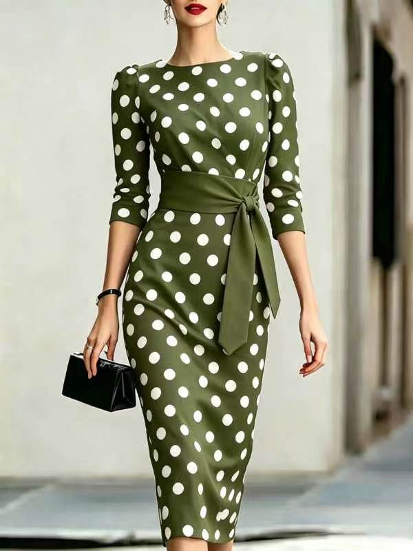 Women's Belted Midi Pencil Dress