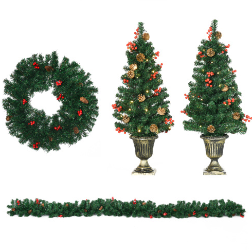 Pre-Lit Christmas Entrance Set (4 Pieces)