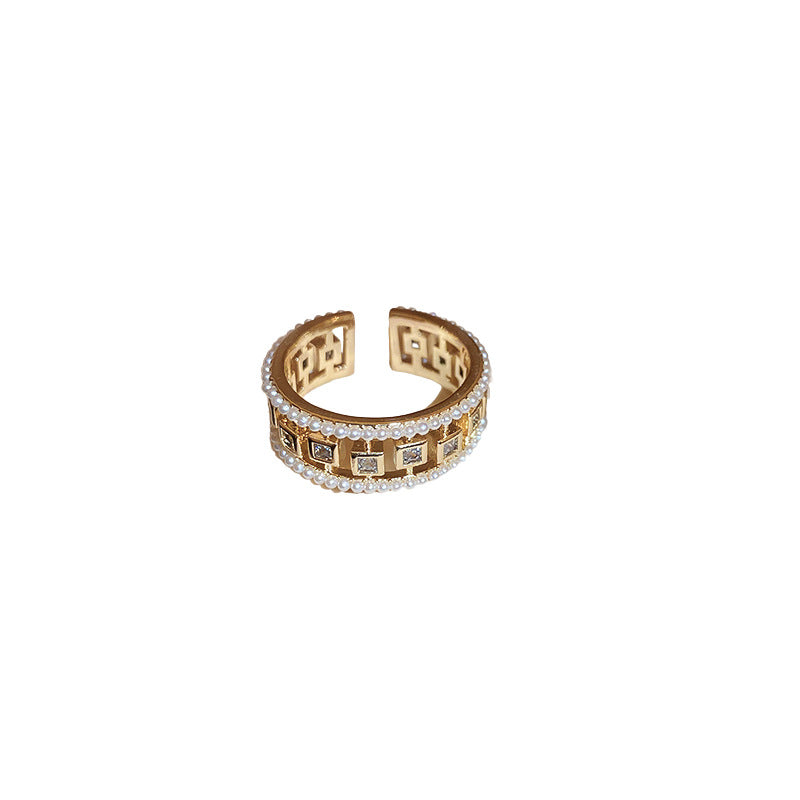 Pearl & Zircon Open Ring