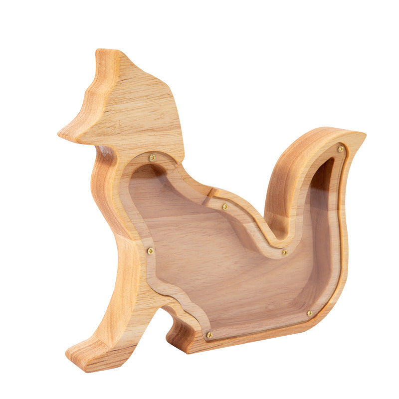 Wooden Animal Coin Bank