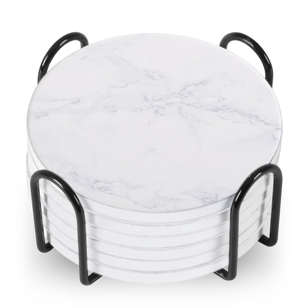 Marble Ceramic Coasters with Stand (6)