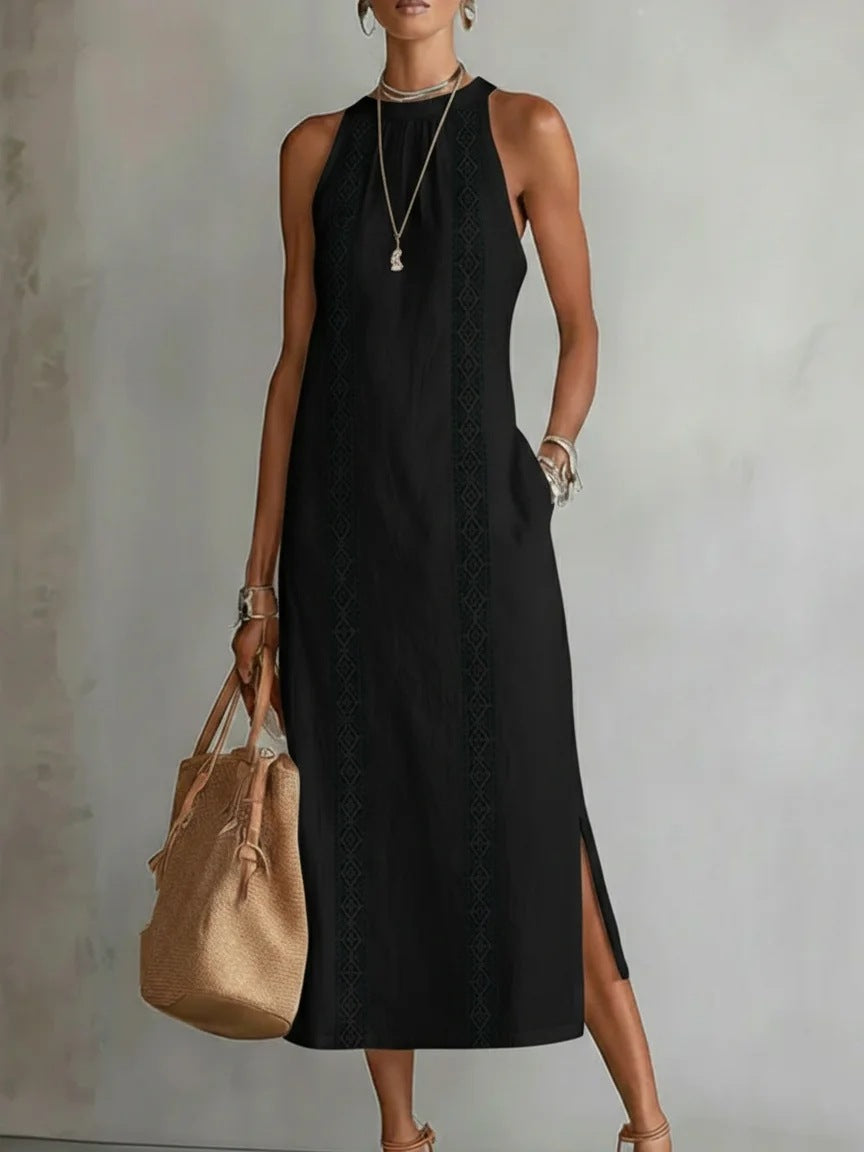 Women's Halter Lace Patchwork Dress