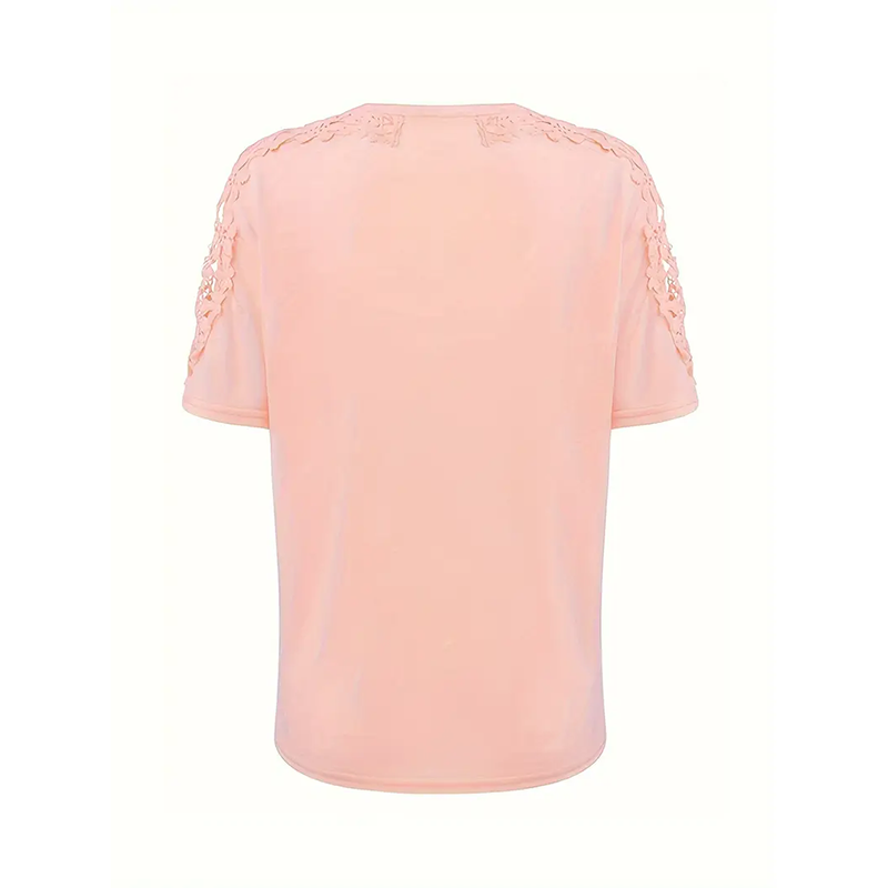 Lace-Sleeve Crew Neck Top