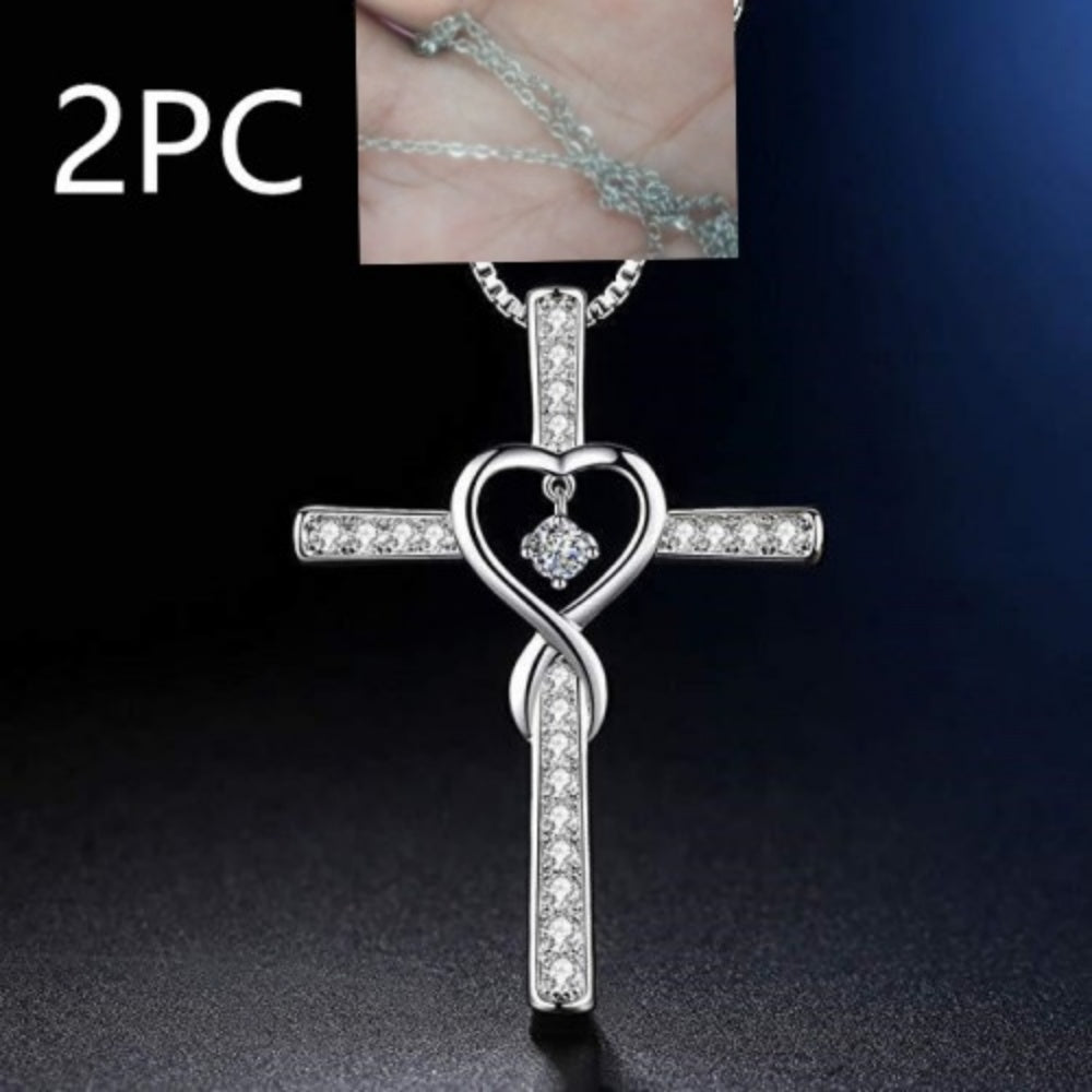 Birthstone Cross Heart Necklace