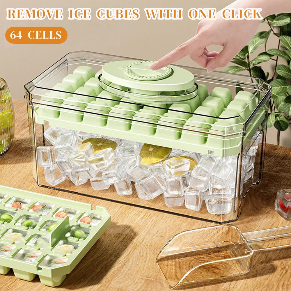 Press-Release Ice Cube Tray with Bin