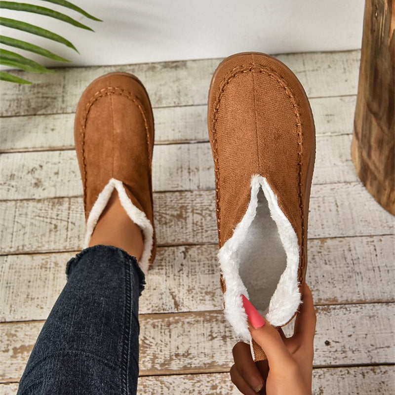 Plush-Lined Suede Ankle Snow Boots