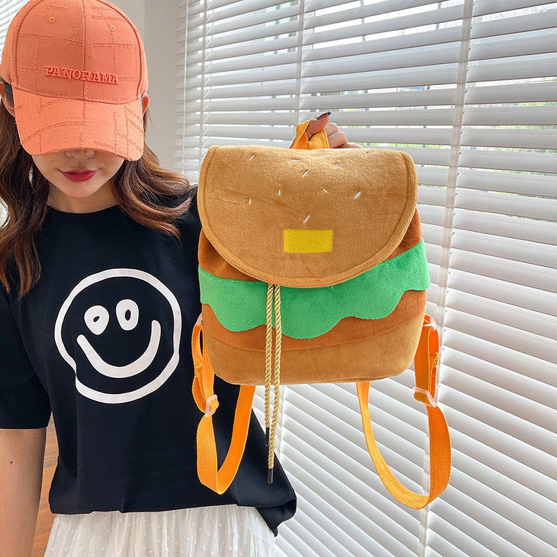 Plush Hamburger Mini Backpack