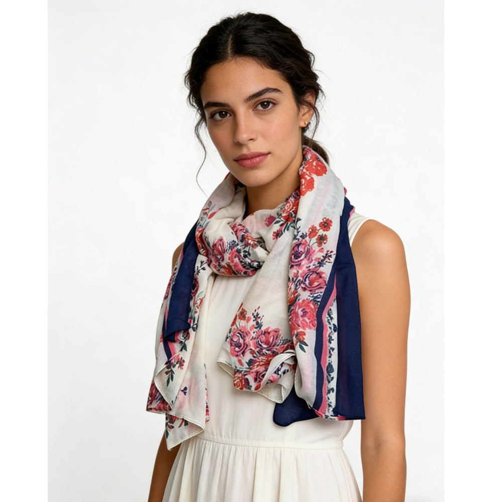Extra-Long Floral Wrap Scarf