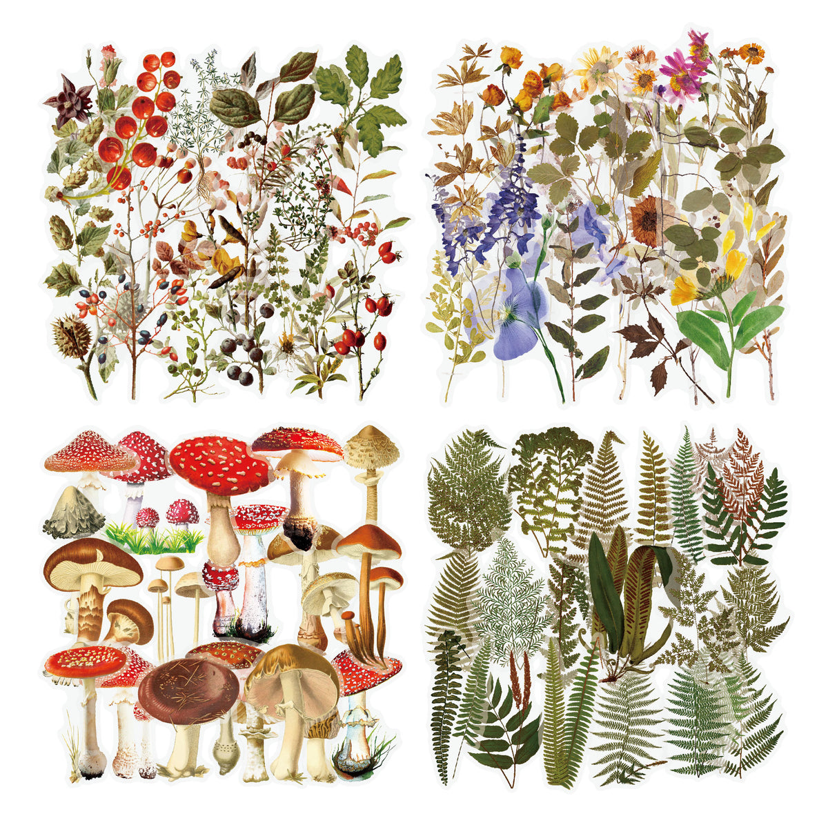 Vintage Mushroom & Flower Journal Stickers