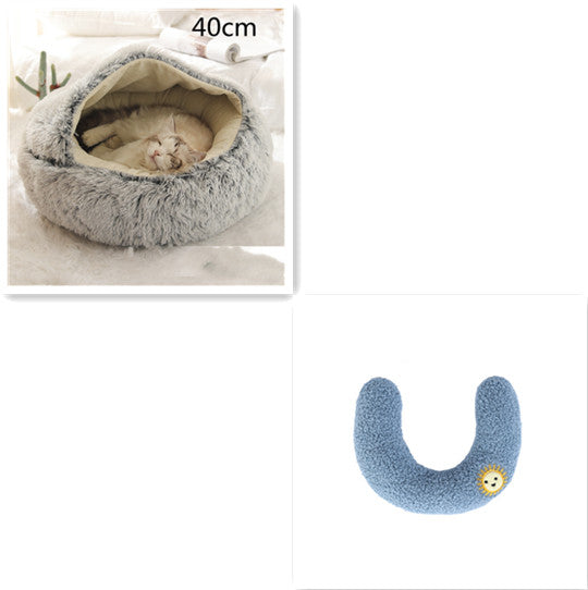 2-in-1 Plush Pet Bed & Cave