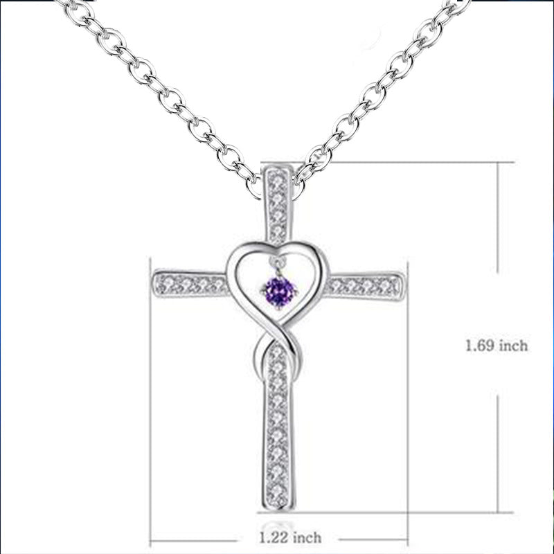 Birthstone Cross Heart Necklace