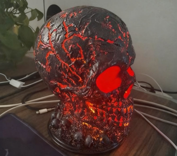 Lava Stone Skull Lamp
