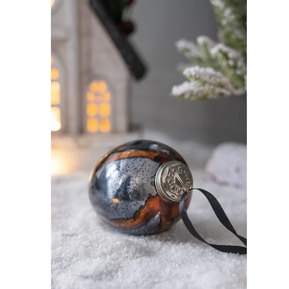 Black & Gold Egg Glass Ornaments (Set of 6)
