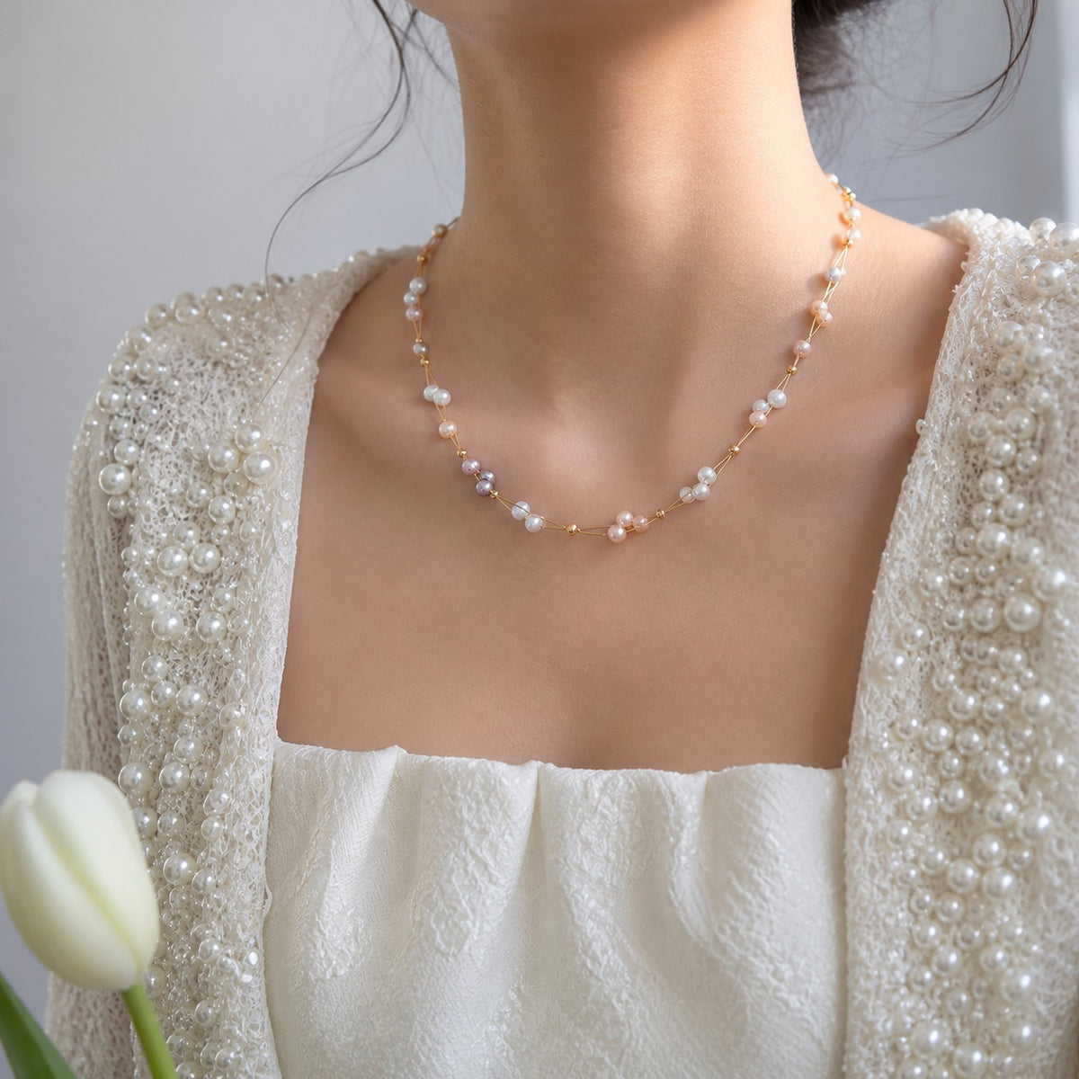 Freshwater Pearl Rope Chain Necklace