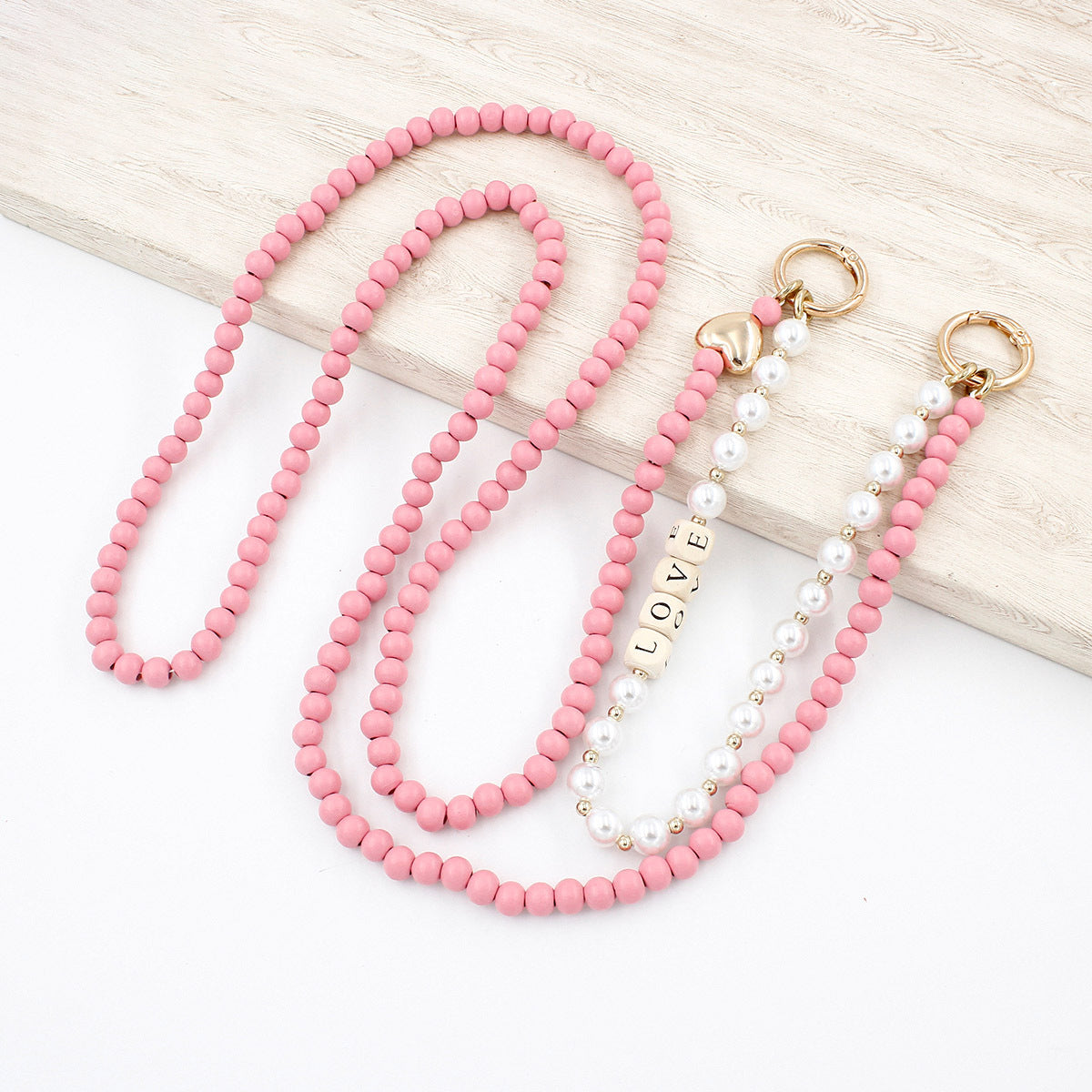 Wooden Bead Bag Charm Chain