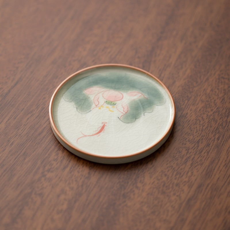 Hand-Painted Lotus Ceramic Coaster