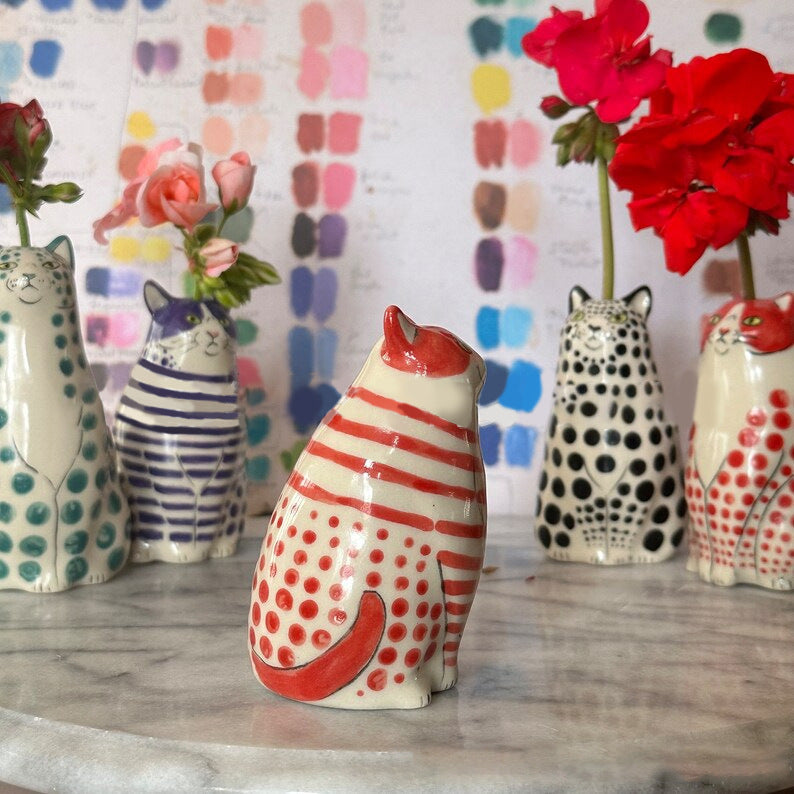 Mini Polka-Dot Cat Vase