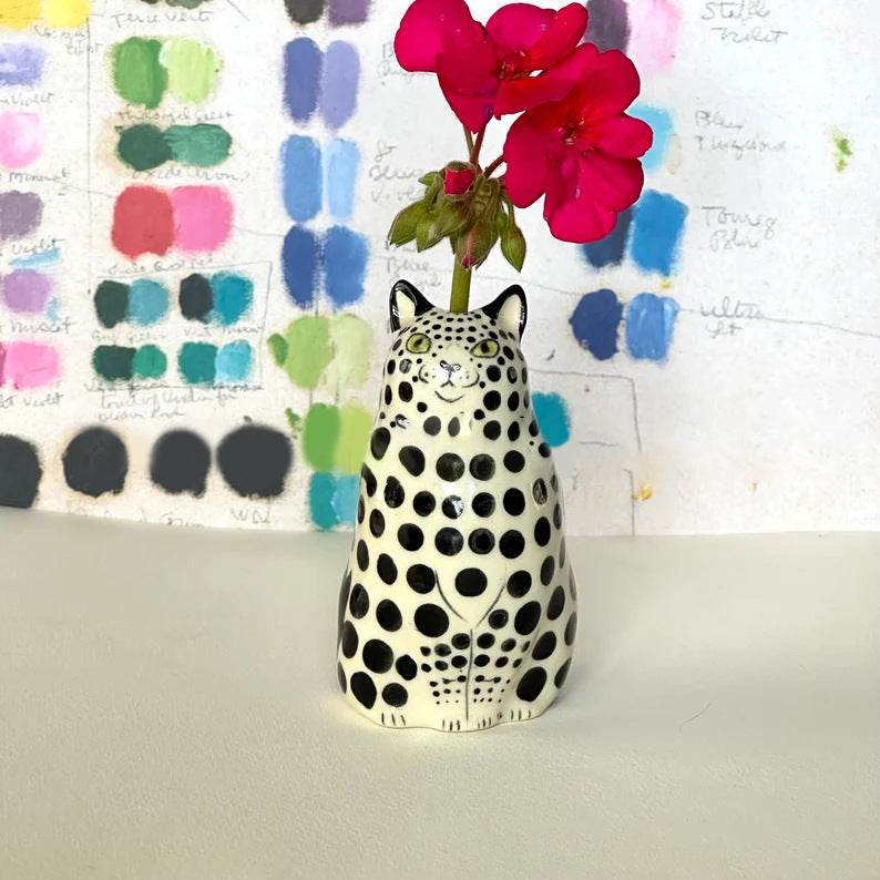 Mini Polka-Dot Cat Vase