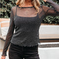 Metallic Glitter Mesh Top