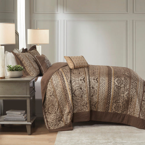 5-Piece Reversible Jacquard Bedspread Set (Queen)