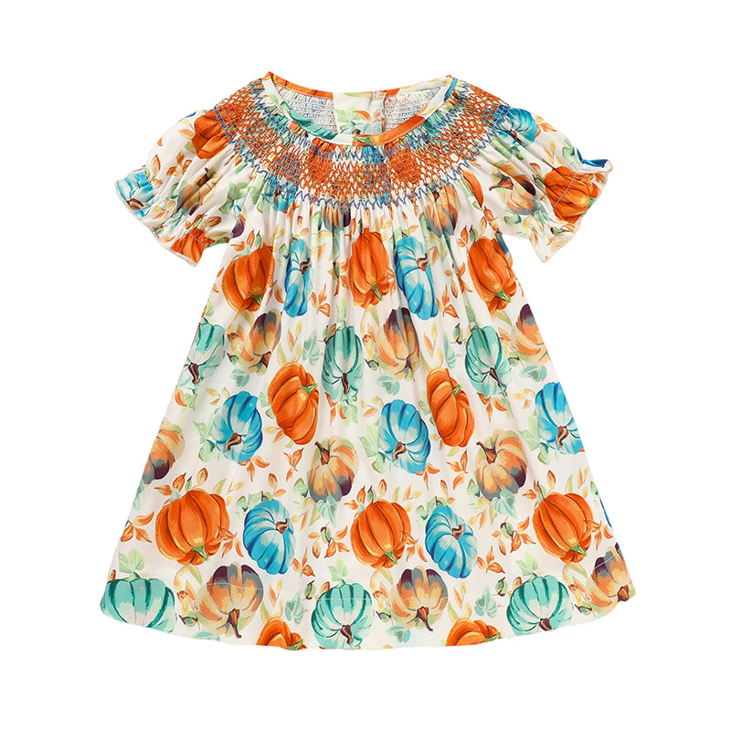 Toddler Pumpkin Smocked Dress