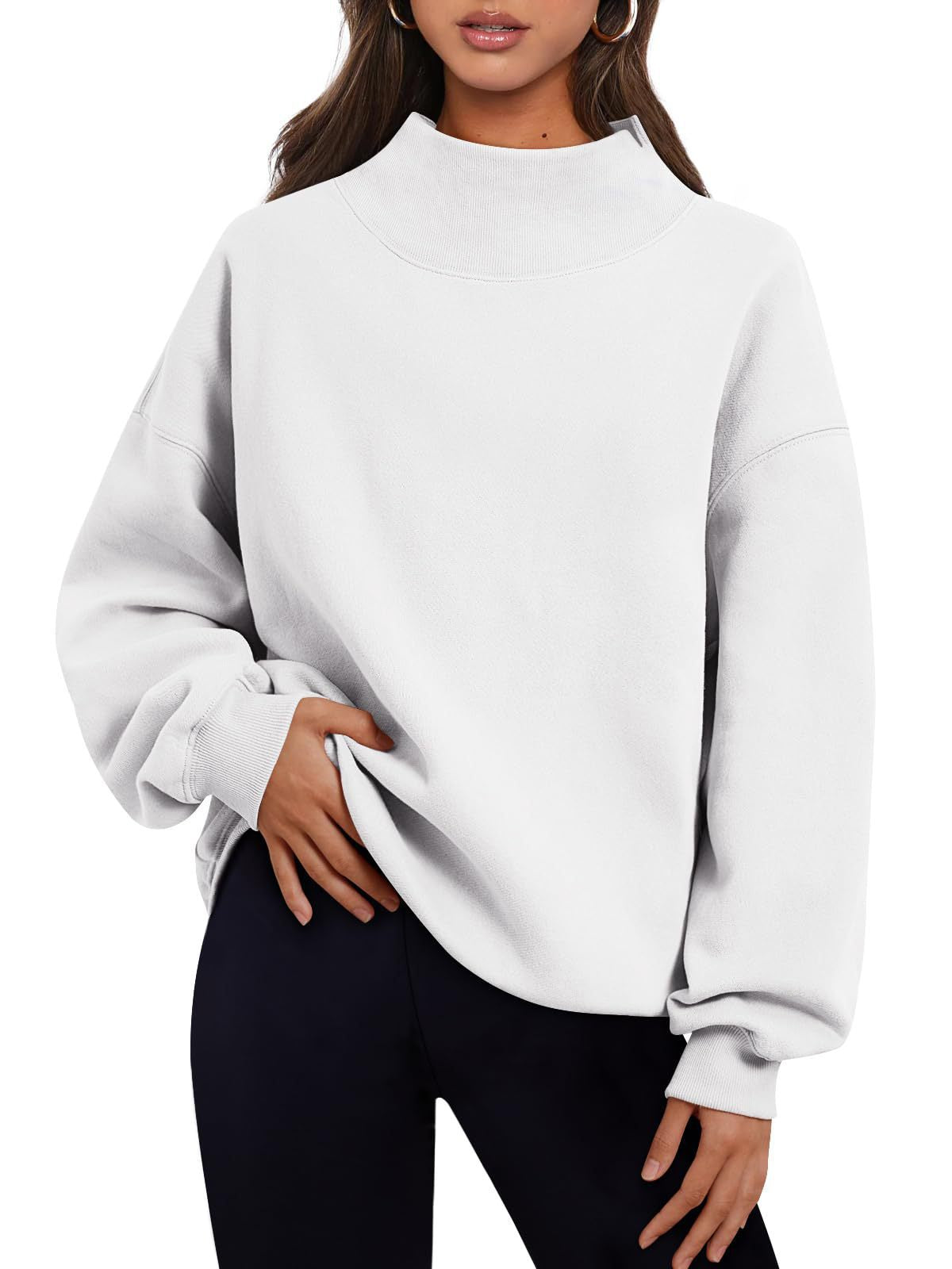 Fleece-Lined Mock-Neck Sweatshirt