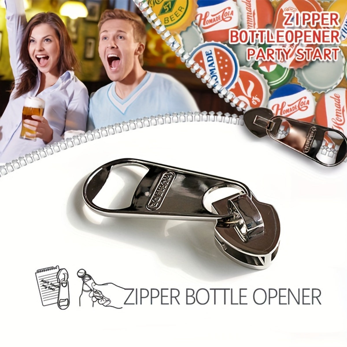 Magnetic Zipper Bottle Opener