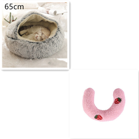 2-in-1 Plush Pet Bed & Cave